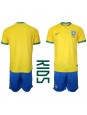 Brazílie Domácí dres pro děti MS 2022 Krátký Rukáv (+ trenýrky)